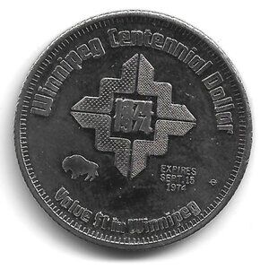 1974 Winnipeg Centennial Dollar Commemorative Token (b861-2)